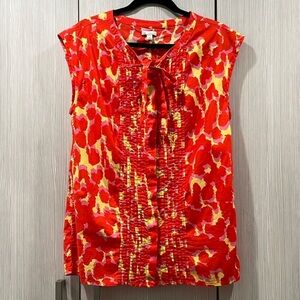 VINTAGE GAP | Red/Yellow/Purple Camo Button‎ Up Sleeveless Blouse | Medium